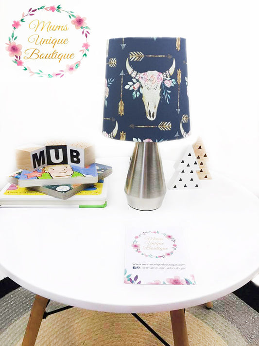 Boho Skull Floral Navy Touch Lamp Switch Lamp Night Light Table Lamp