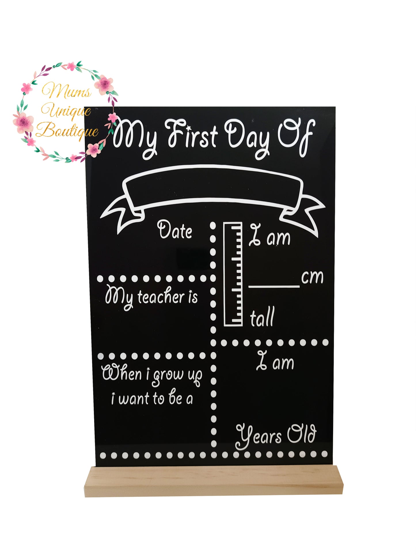 First Day of School/Daycare Dots Chalk Board with Ruler My Teacher