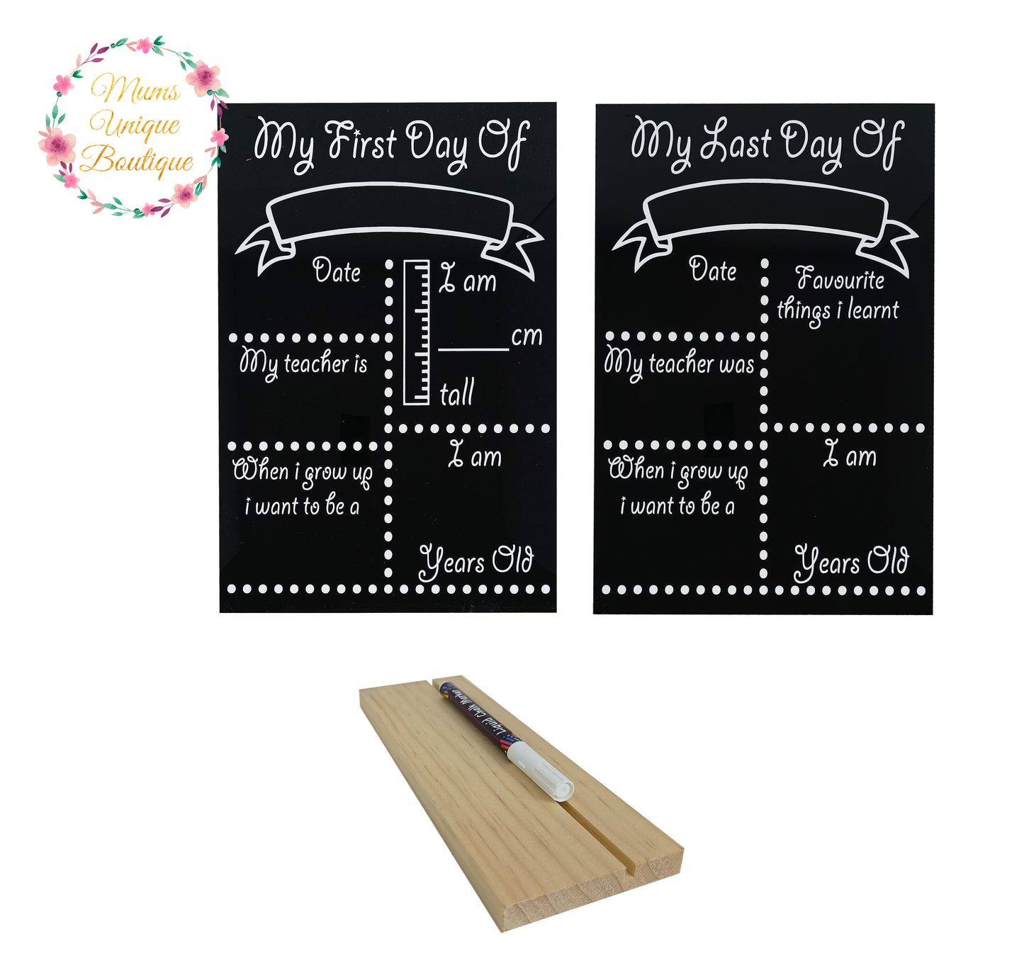 First Day of School/Daycare Dots Chalk Board with Ruler My Teacher