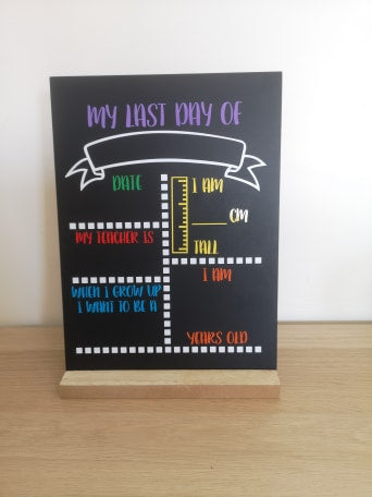 First Day of School Chalk Board - Multicoloured Block Letters