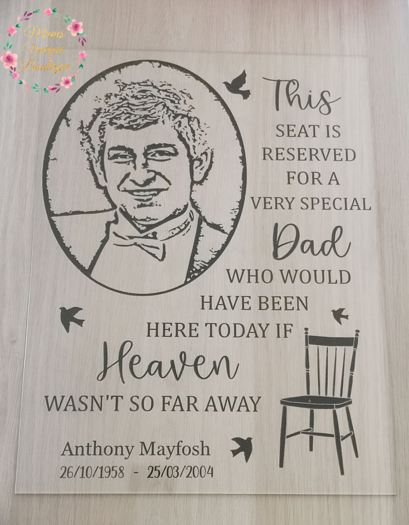 Acrylic Personalised Remembrance Board "I know you would be here"