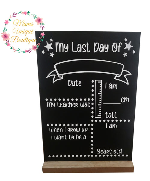 First Day of School/Daycare Dots Chalk Board with Ruler My Teacher Stars
