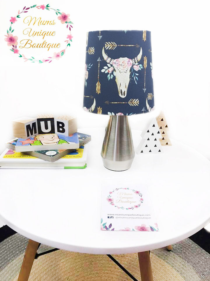 Boho Skull Floral Navy Touch Lamp Switch Lamp Night Light Table Lamp