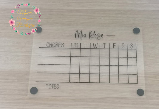 Acrylic Chore Chart with Magnets