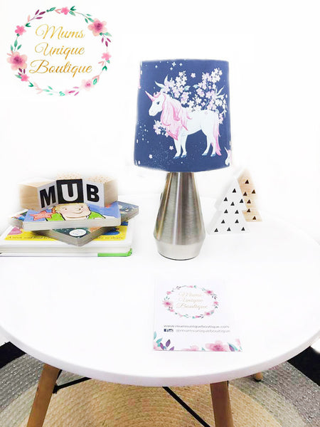 Navy Floral Unicorn Touch Lamp Switch Lamp Night Light Table Lamp